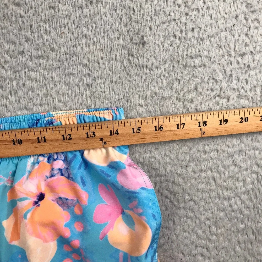 Chubbies Blue Floral Linerless Swim Trunks with Pink & Peach Accents